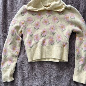 Floral Knit Women Sweater - Cream and Pink